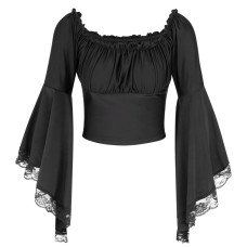 Black Pistol Bat Sleeve Top (black)