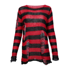 Black Pistol Knitted Jumper Stripe XS-3XL (black red)