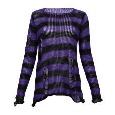 Black Pistol Knitted Jumper Stripe XS-3XL (Black-Purple)