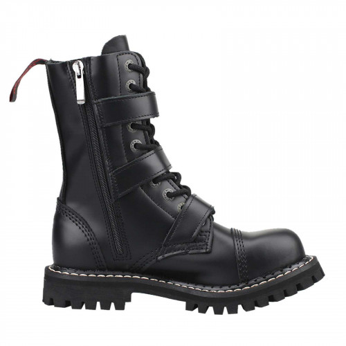Angry Itch 10-Hole Boots ZIP Black Leather (black)