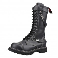 Angry Itch 14-Hole Boots 5-Buckle Black Leather (black)