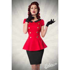 BELSIRA Kleid mit Bubikragen (Red Black)