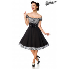 BELSIRA schulterfreies Swing-Kleid (black / checkered)