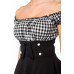 BELSIRA schulterfreies Swing-Kleid (black / checkered)