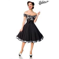 BELSIRA schulterfreies Swing-Kleid (black / patterned)