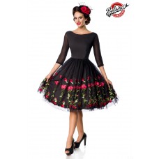 BELSIRA besticktes Premium Vintage Swingkleid (black)