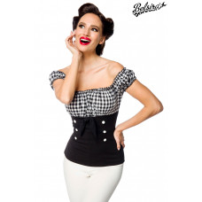 BELSIRA schulterfreies Oberteil (black / checkered)