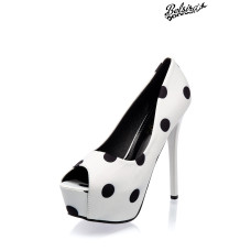 BELSIRA Peep-toe Pumps (White black)